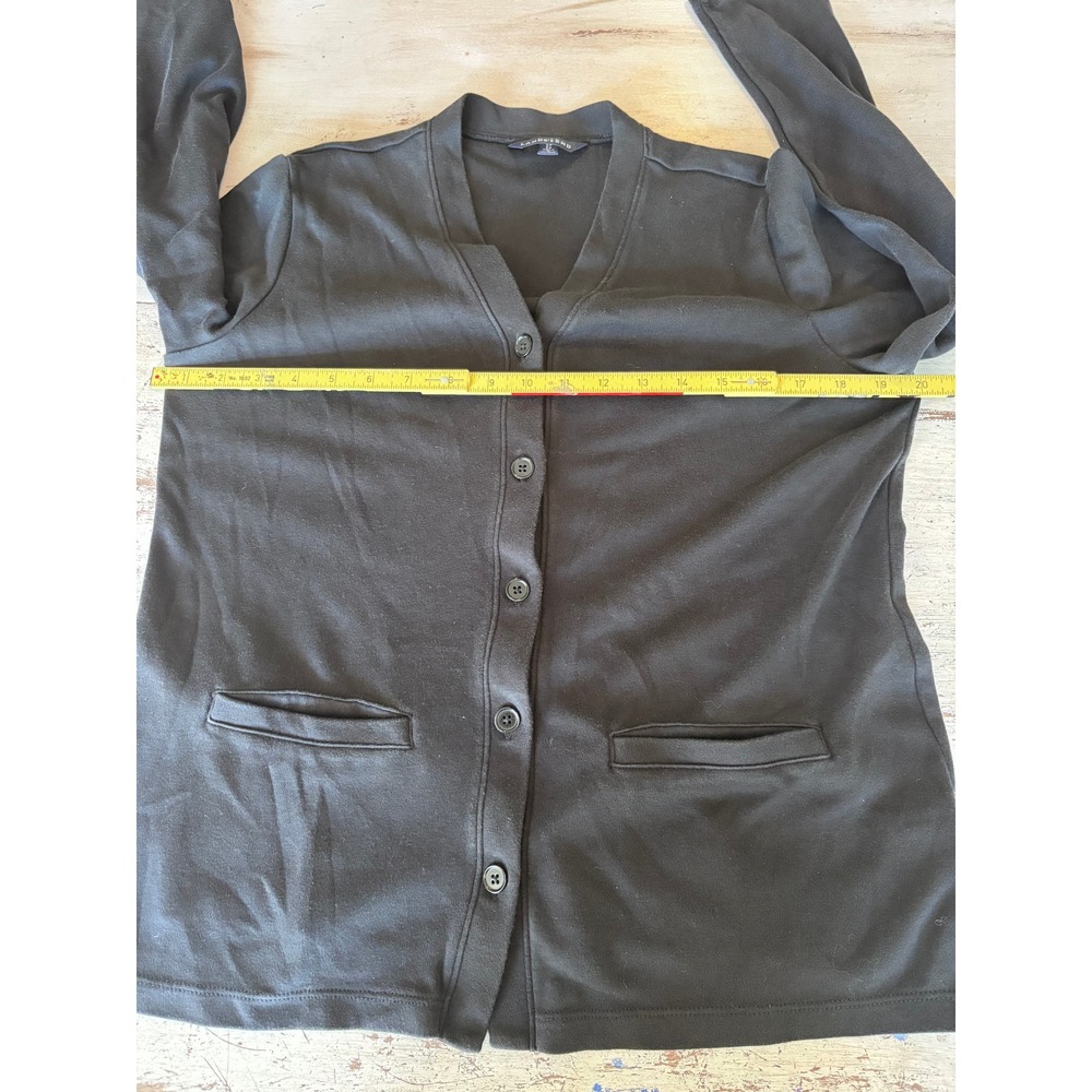 LANDS' END cardigan sweater women size S 6-8 black cotton button front v-neck